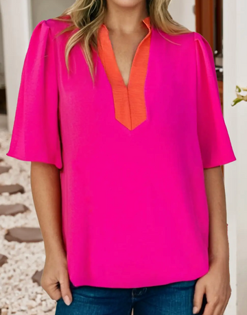 Colorblock V-Neck Top