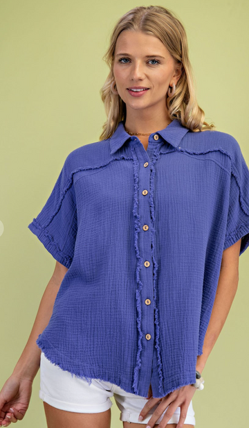 Gauze Button-Down Top
