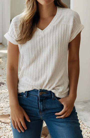 Summer V-Neck Knit Top