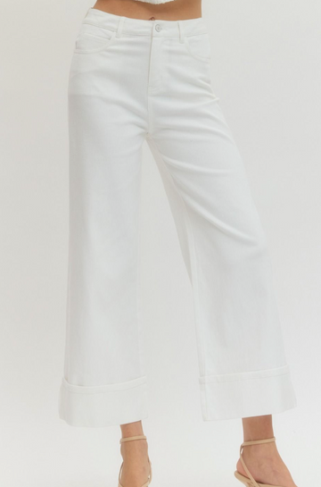 Off White Mid-Rise Ankle Pant