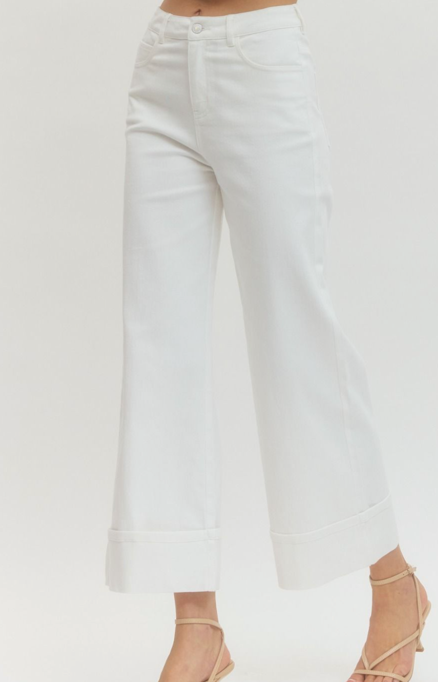 Off White Mid-Rise Ankle Pant