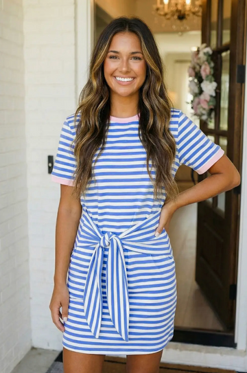 Striped Tie Front Dress