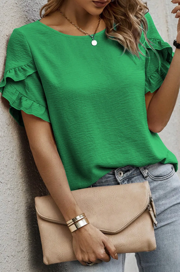 Solid Drape Shoulder Top
