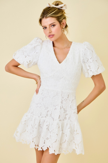 White Floral Lace Dress