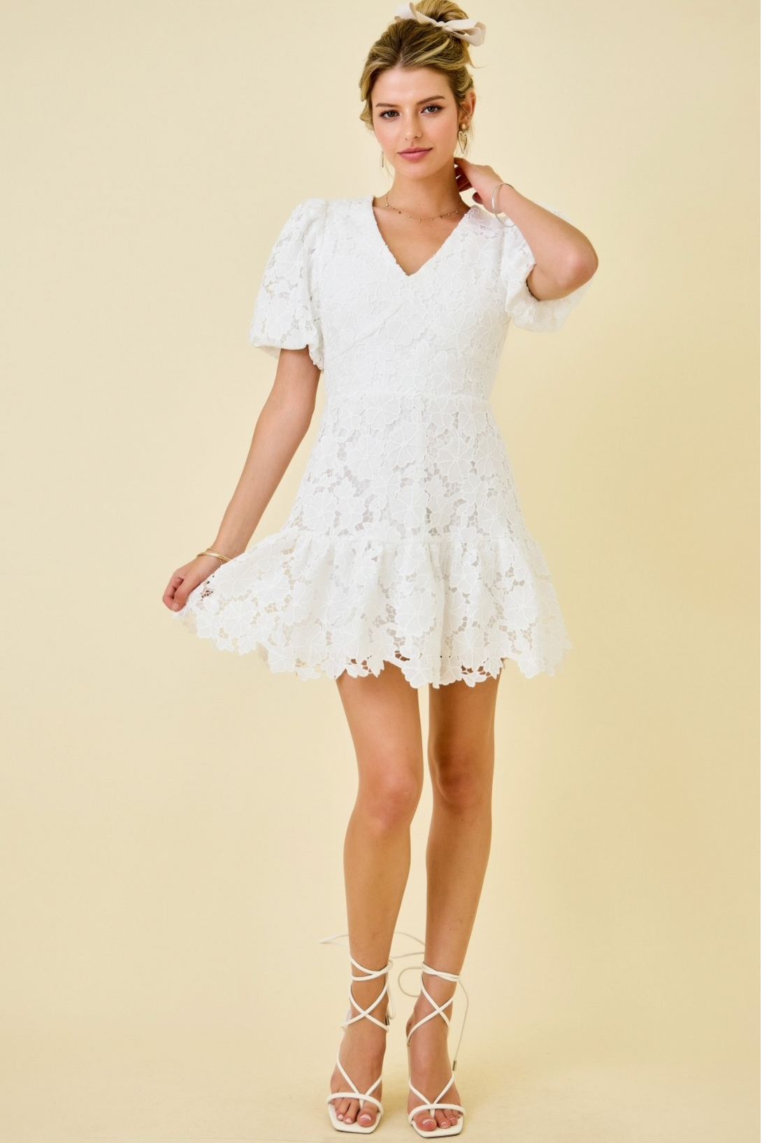 White Floral Lace Dress