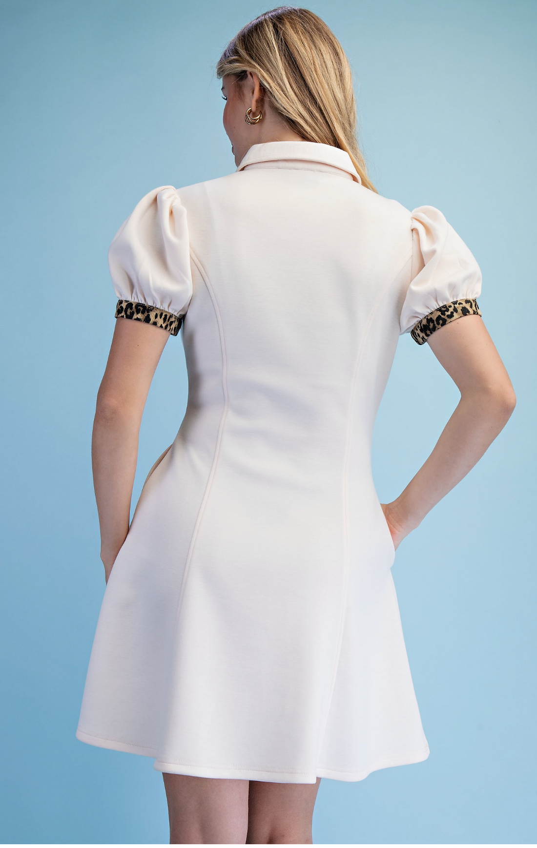 Flattering Knit Leopard Trim Dress