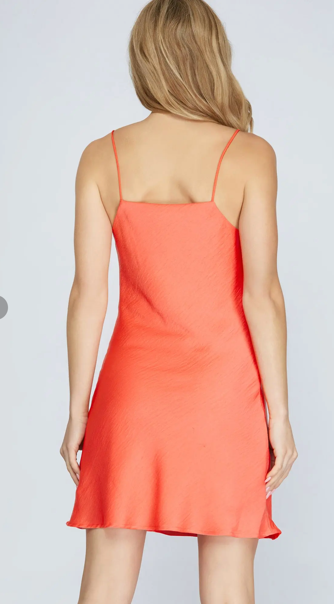 Elegant Coral Silk Dress Medium