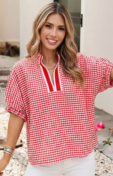 Checkered Plaid Red Top