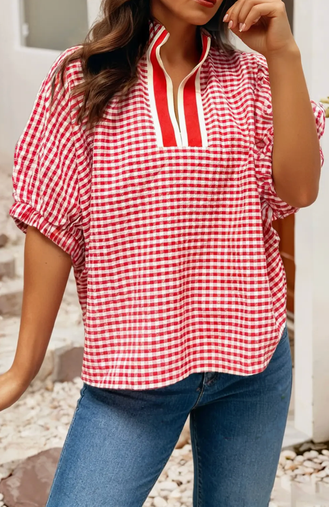 Checkered Plaid Red Top