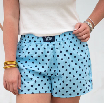 LuLu Mac Polka Dot Shorts - Light Blue/Navy