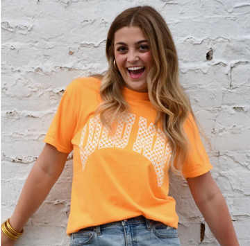 LuLu Mac Checkered T-Shirt - Bright Orange