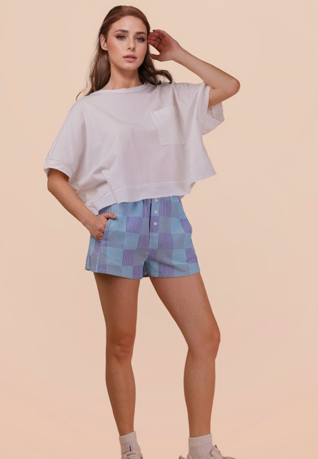Striped & Checker Boxer Shorts - Blue Mix