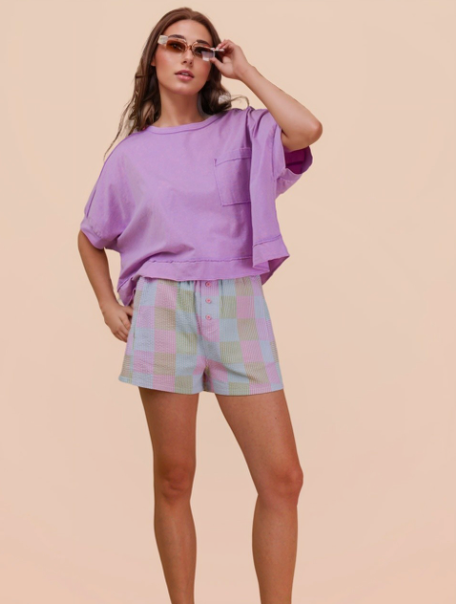 Striped & Checker Boxer Shorts - Pink Mix