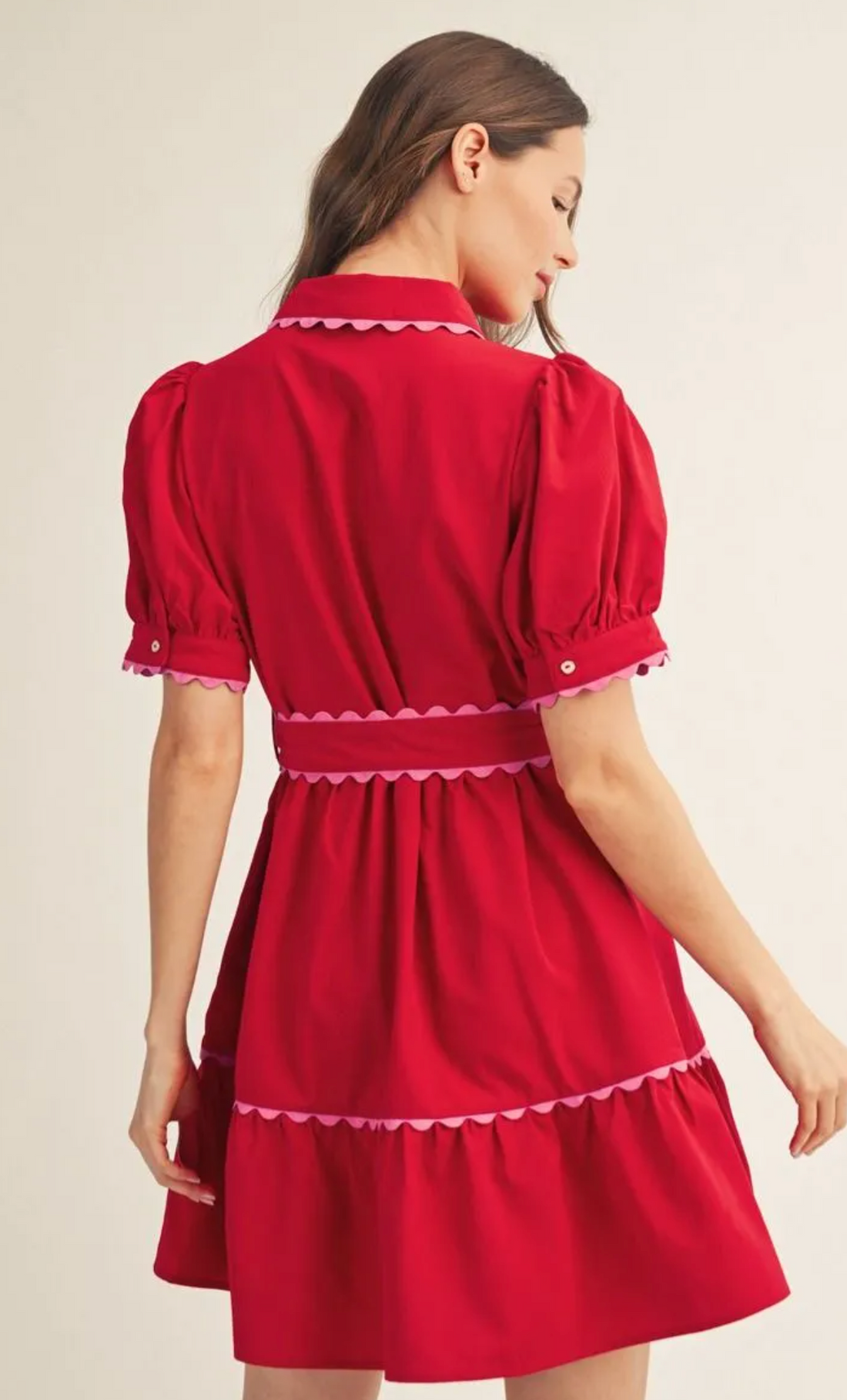Playful Detailed Belted Dress