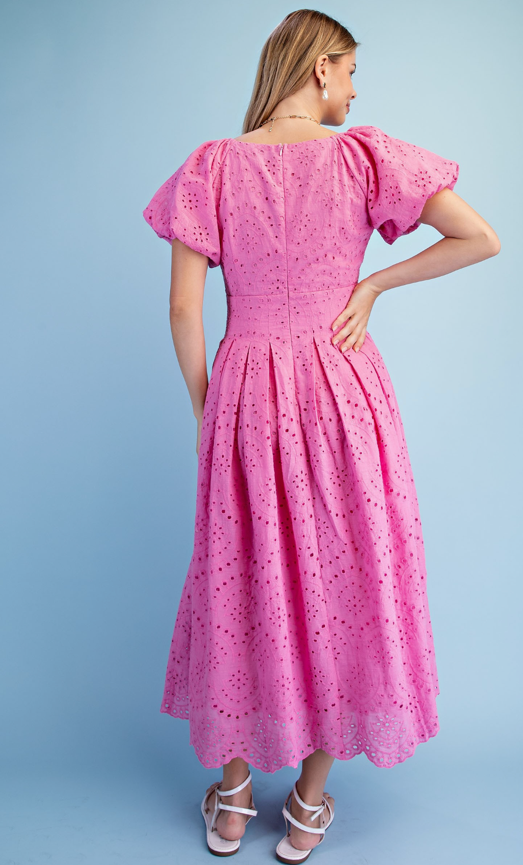 Eyelet Pleated Dress
