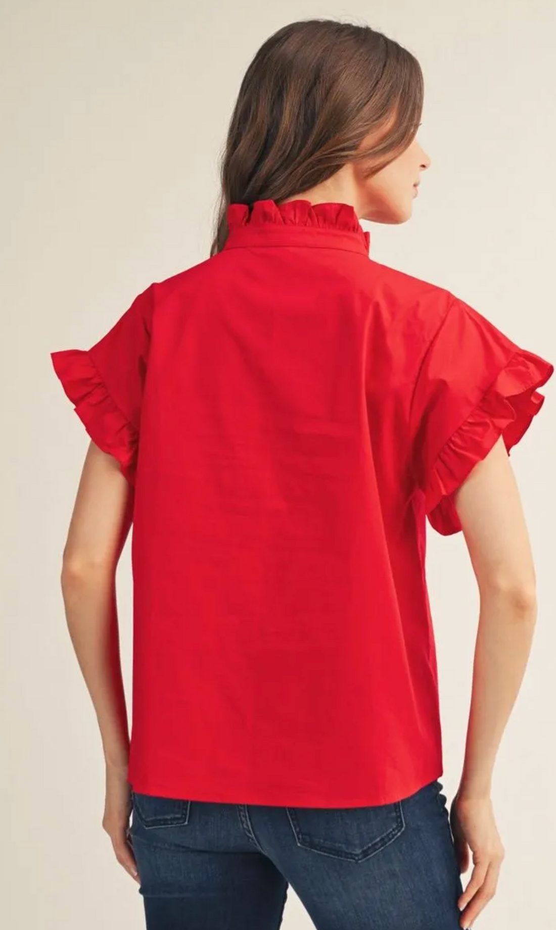 Red Ruffled Trim Top