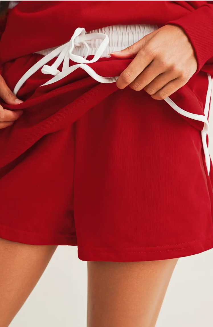 Red and White Striped Skort Set