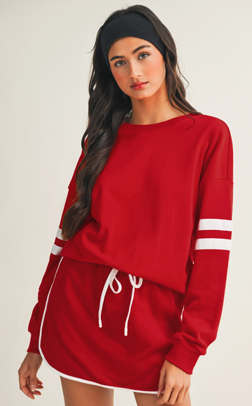 Red and White Striped Skort Set