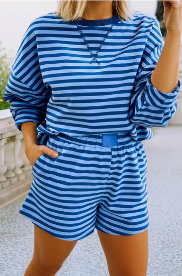 Long Sleeve Striped Short Set