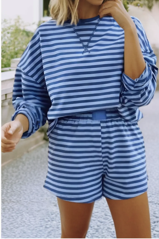 Long Sleeve Striped Short Set
