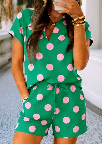 Green and Pink Polka Dot Set