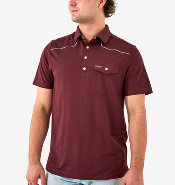 Pearl Snap Performance Polo - Maroon