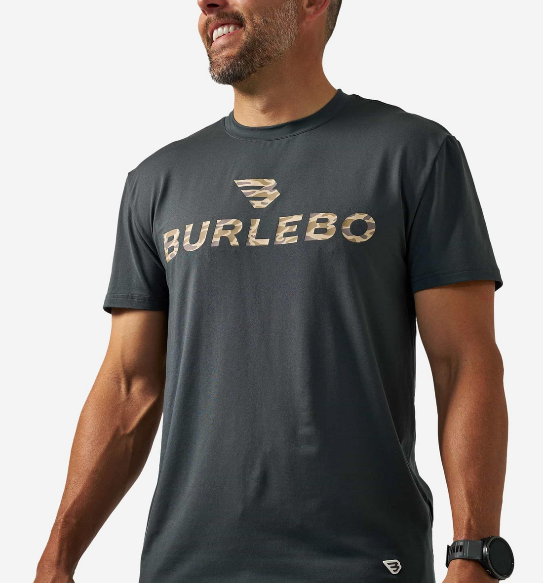 Go To Tee - Flying B Logo - Gun Metal Grey & Gauge Camo