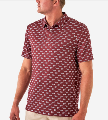 Performance Polo - Howdy Pennants - Maroon