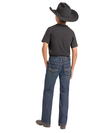 Boy's Two Tone Stitched Bootcut Jean