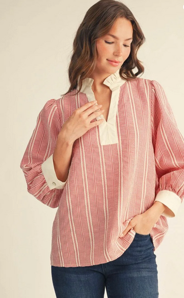 Tiny Plaid Striped Top