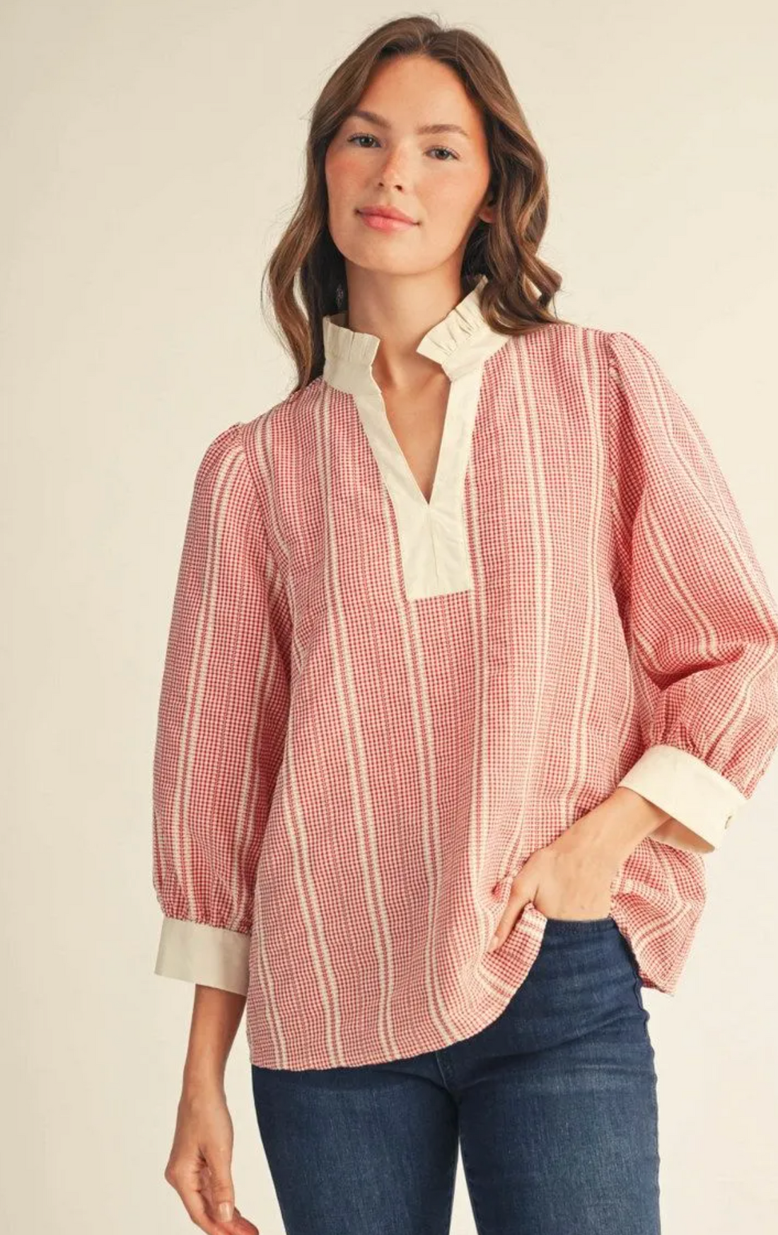 Tiny Plaid Striped Top