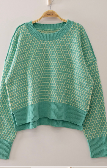 Geometric Check Pattern Sweater