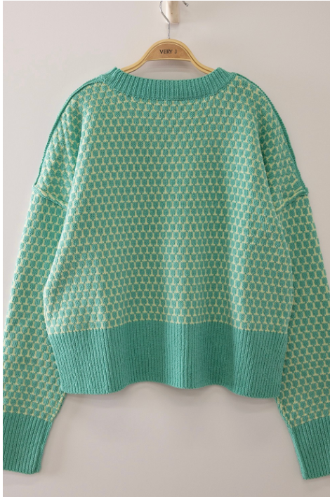 Geometric Check Pattern Sweater