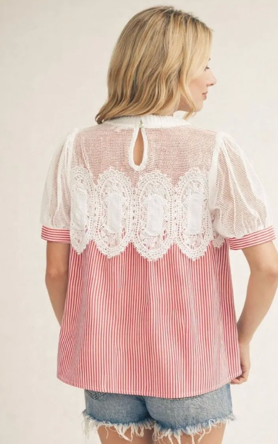Charming Crochet Striped Top