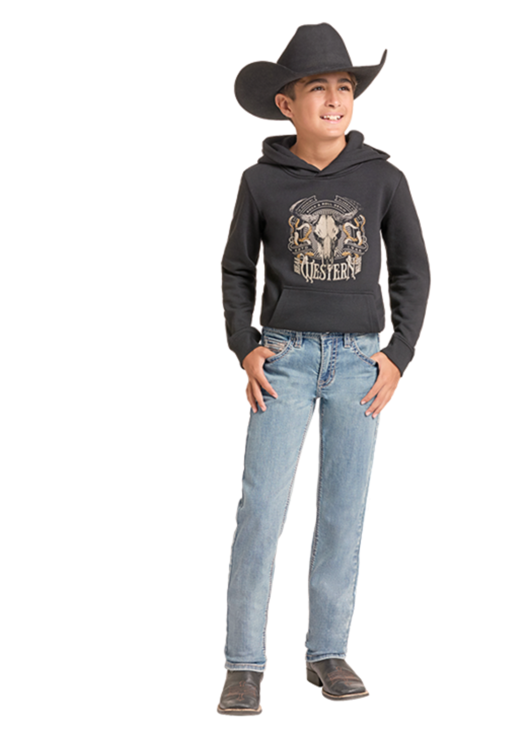 Boys Straight EMB Revolver Jeans