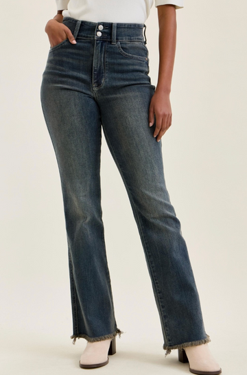 Hw "daisy" Bootcut W/ Dbl Bttn Md Vintage Grey Cast Jean