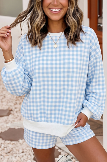 The Baby Blue Plaid Set