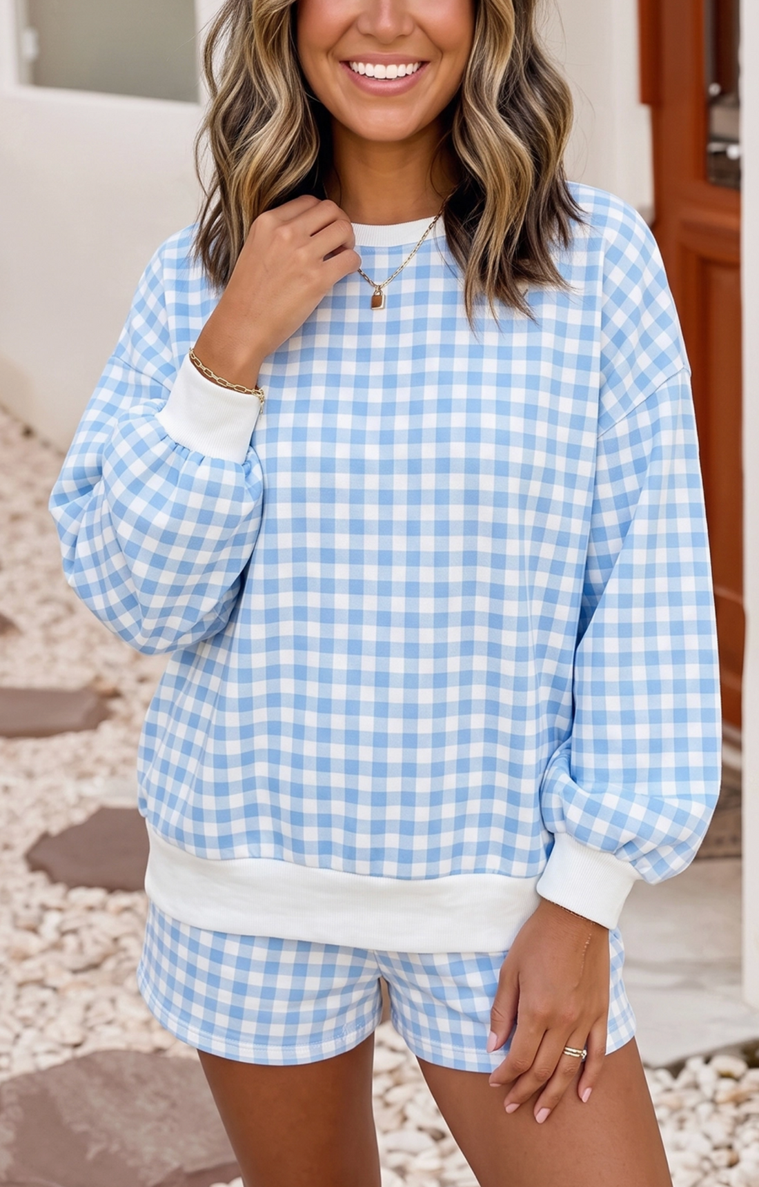 The Baby Blue Plaid Set