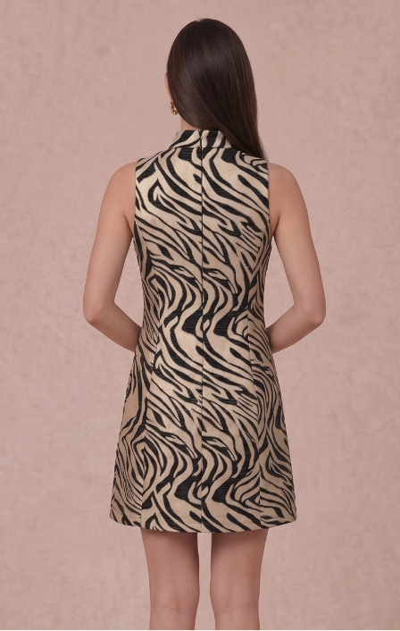 Shimmering Metallic Tiger Stripe Dress