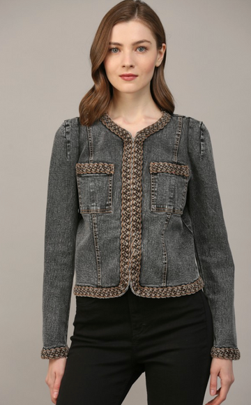 Braided Trim Jean Jacket