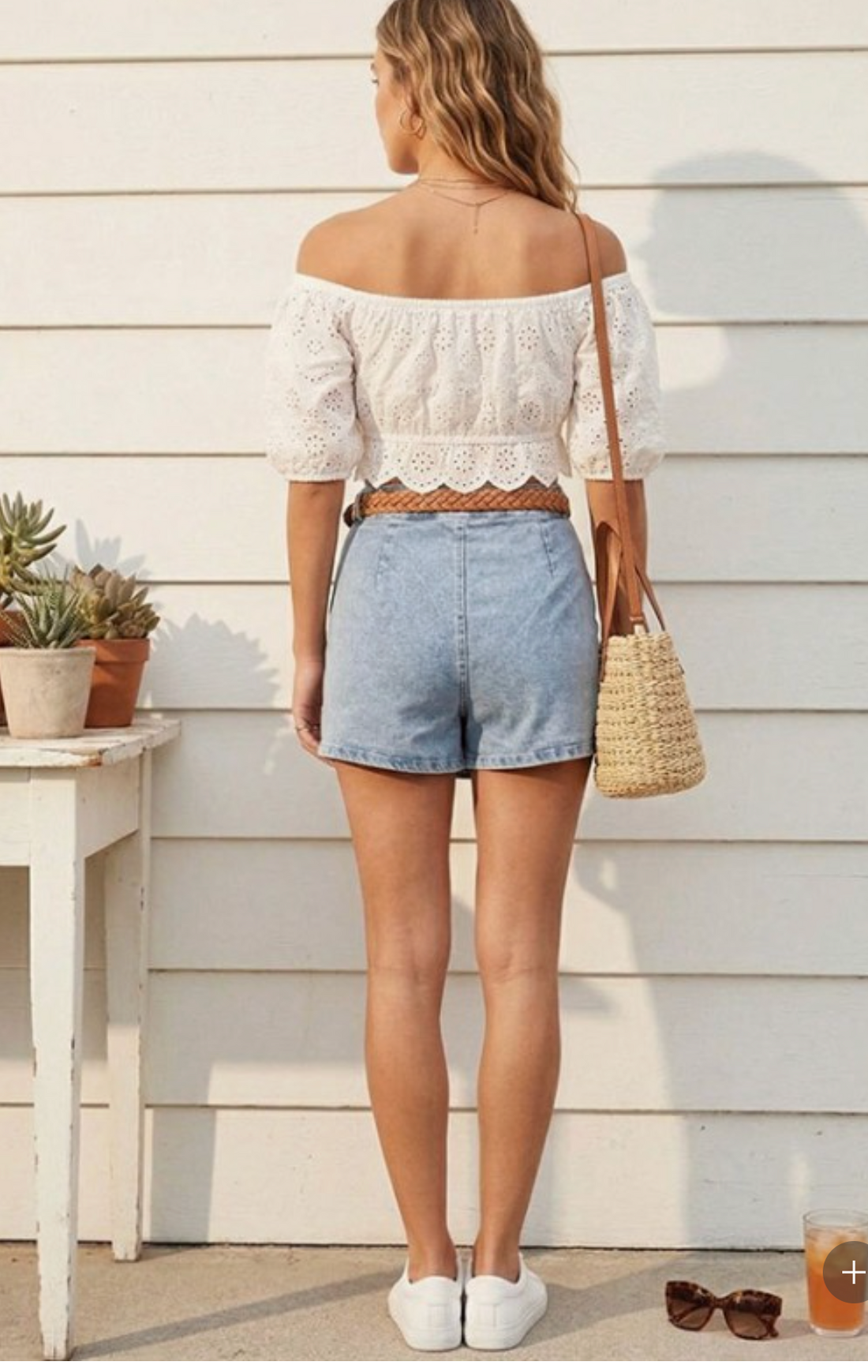 Stretch Denim Wrap Skort