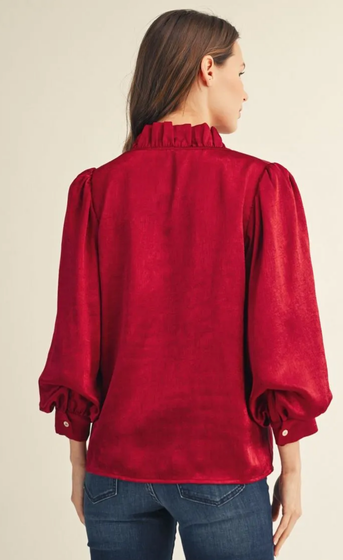 Charming Metallic Ruffled Detailed Top