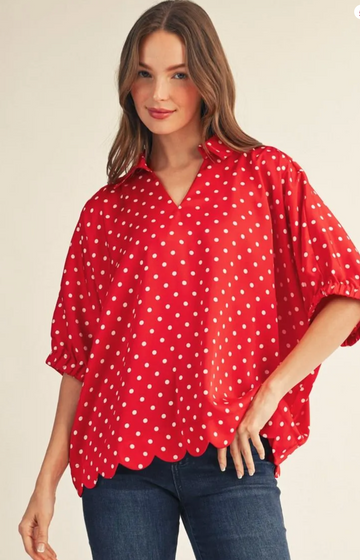 Polka Dot Red Top