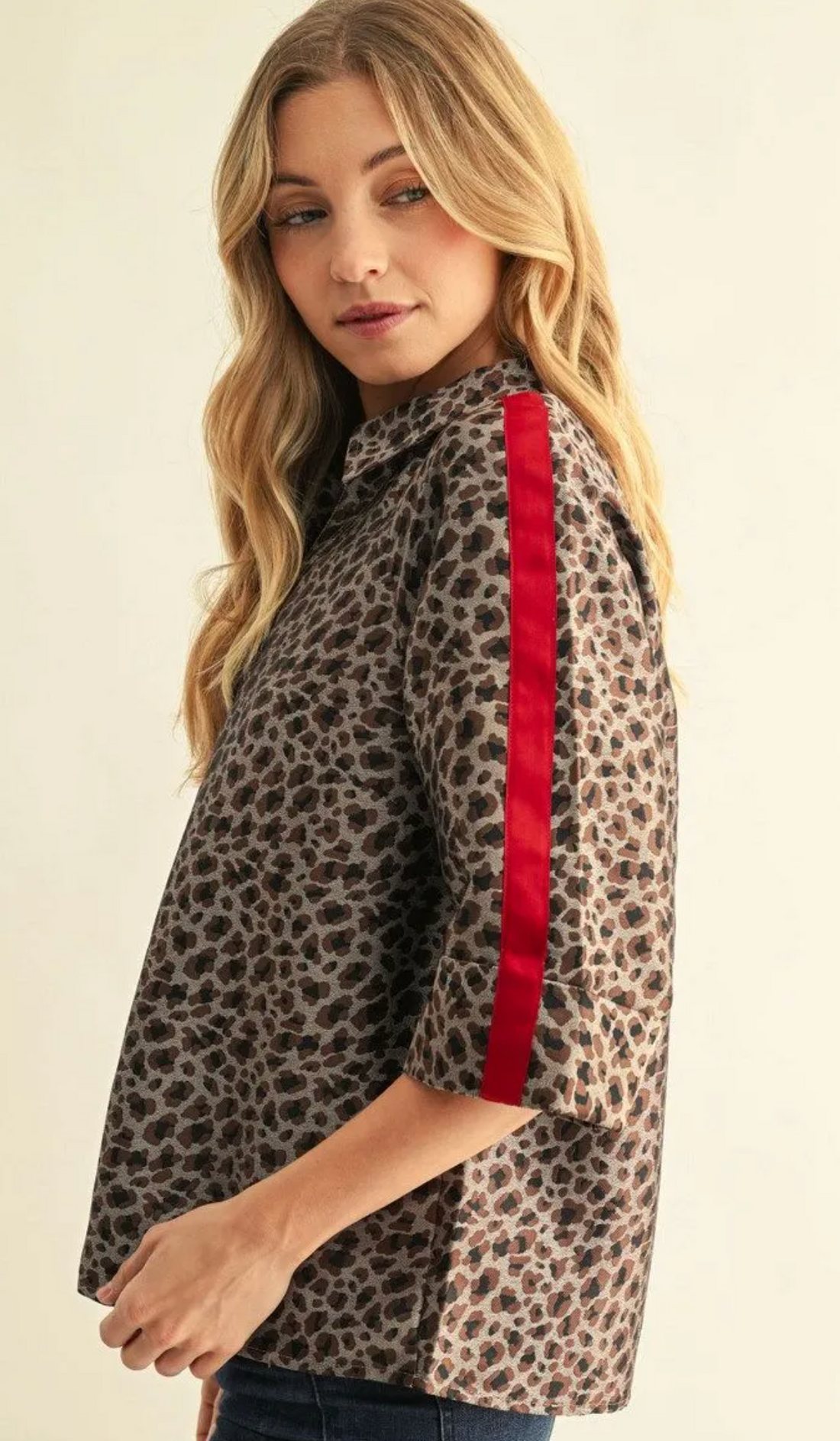 Metallic Leopard Color Contrast Top