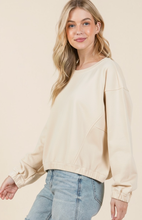 The Cozy Cropped Sweatshirt - Cream