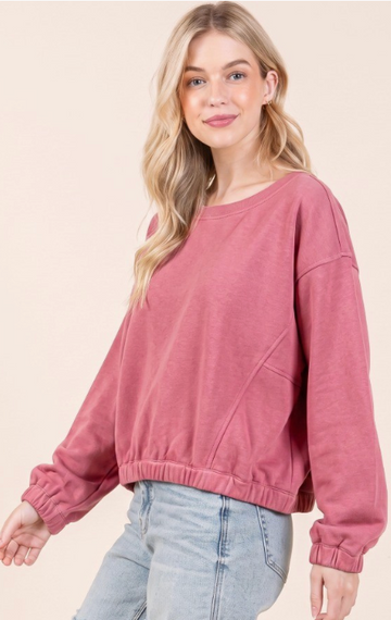 The Cozy Cropped Sweatshirt - Mauve