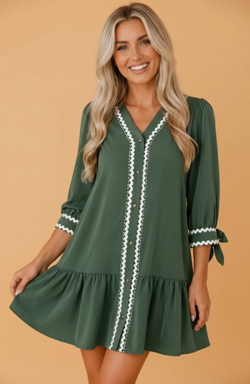 Ricrac Colorblock Trim Dress