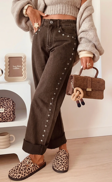 Decorative Studs Casual Daily Wear Jeans