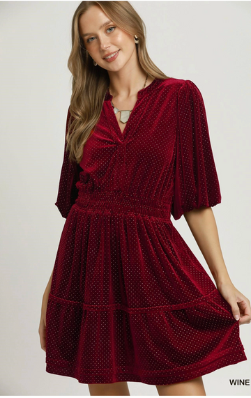 Velvet Swiss Dot Tiered Dress