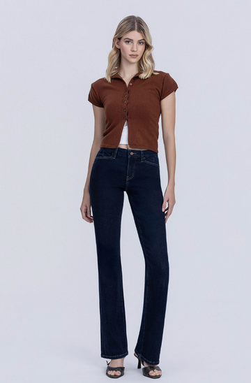 High Rise Seamless Waistband Bootcut Jeans